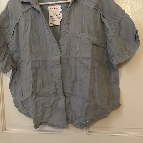 We The Free FREE PEOPLE Full of Light Blue Short Slv Crop Top $88 NWT L M S XS - Picture 8 of 13